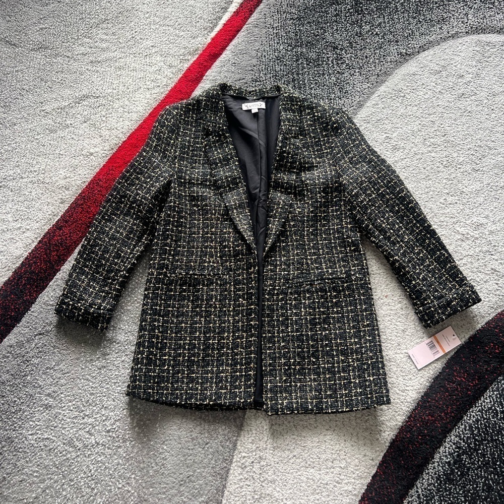 Nanette Lepore Gold Black Tweed Blazer